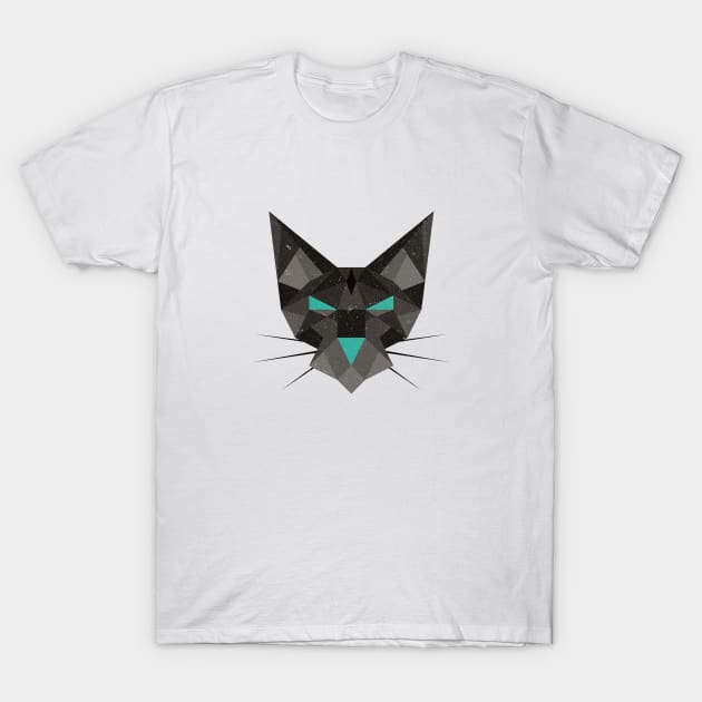 Geometric Polygonal Black Cat T-Shirt by Commykaze